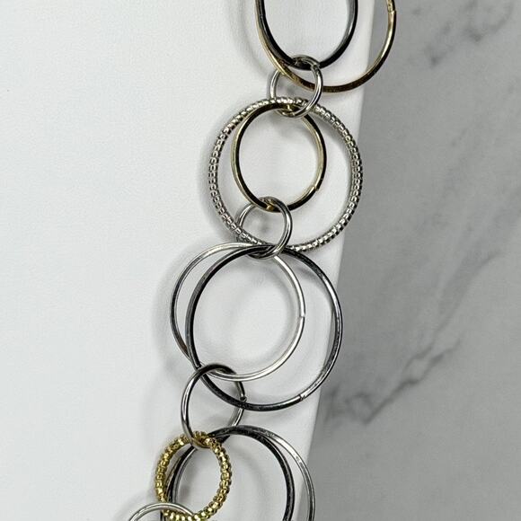 Jennifer Lopez Chunky Silver Gold Circle Chain Link Statement Necklace ✨ - Picture 10 of 13